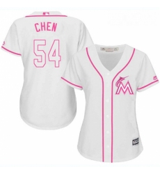 Womens Majestic Miami Marlins 54 Wei Yin Chen Replica White Fashion Cool Base MLB Jersey