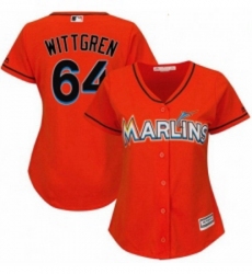 Womens Majestic Miami Marlins 64 Nick Wittgren Replica Orange Alternate 1 Cool Base MLB Jersey 