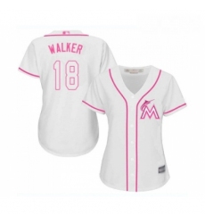 Womens Miami Marlins 18 Neil Walker Replica White Fashion Cool Base Baseball Jersey 