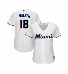 Womens Miami Marlins 18 Neil Walker Replica White Home Cool Base Baseball Jersey 