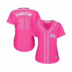 Womens Miami Marlins 21 Curtis Granderson Replica Pink Fashion Cool Base Baseball Jersey 
