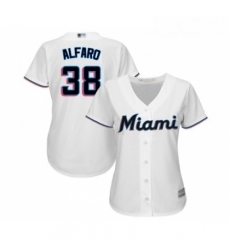 Womens Miami Marlins 38 Jorge Alfaro Replica White Home Cool Base Baseball Jersey 