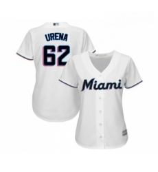 Womens Miami Marlins 62 Jose Urena Replica White Home Cool Base Baseball Jersey 