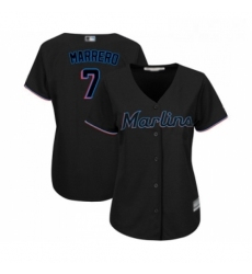 Womens Miami Marlins 7 Deven Marrero Replica Black Alternate 2 Cool Base Baseball Jersey 