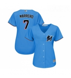 Womens Miami Marlins 7 Deven Marrero Replica Blue Alternate 1 Cool Base Baseball Jersey 