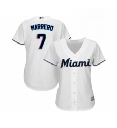 Womens Miami Marlins 7 Deven Marrero Replica White Home Cool Base Baseball Jersey 