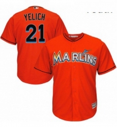 Youth Majestic Miami Marlins 21 Christian Yelich Authentic Orange Alternate 1 Cool Base MLB Jersey