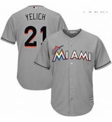 Youth Majestic Miami Marlins 21 Christian Yelich Replica Grey Road Cool Base MLB Jersey