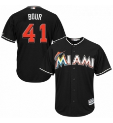 Youth Majestic Miami Marlins 41 Justin Bour Authentic Black Alternate 2 Cool Base MLB Jersey 