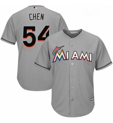 Youth Majestic Miami Marlins 54 Wei Yin Chen Replica Grey Road Cool Base MLB Jersey