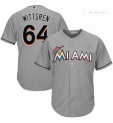 Youth Majestic Miami Marlins 64 Nick Wittgren Authentic Grey Road Cool Base MLB Jersey 