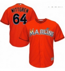 Youth Majestic Miami Marlins 64 Nick Wittgren Replica Orange Alternate 1 Cool Base MLB Jersey 