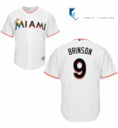 Youth Majestic Miami Marlins 9 Lewis Brinson Replica White Home Cool Base MLB Jersey 