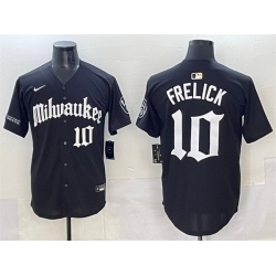 Men Milwaukee Brewers 10 Sal Frelick Black  Gothic 414 Shadows Edition Vapor Premier Limited Stitched Jersey