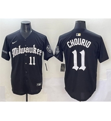 Men Milwaukee Brewers 11 Jackson Chourio Black 27Gothic 414 Shadows Edition 27 Vapor Premier Limited Stitched Jersey Men Milwaukee Brewers 11 Jackson Chourio Black 27Gothic 414 Shadows Edition 27 Vapor Premier Limited Stitched Jersey