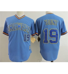 Men Milwaukee Brewers #19 Robin Yount Light Blue Cooperstown Collection Jersey