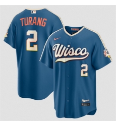 Men Milwaukee Brewers  2 Brice Turang Mineral Blue 2026 City Connect Stadium Stitched Baseball Jersey