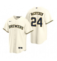 Men Milwaukee Brewers 24 Andrew McCutchen Cream Cool Base Stitched Jerse