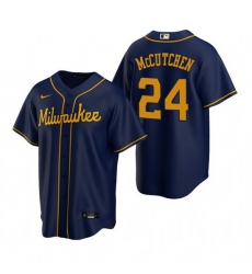 Men Milwaukee Brewers 24 Andrew McCutchen Navy Cool Base Stitched Jerse