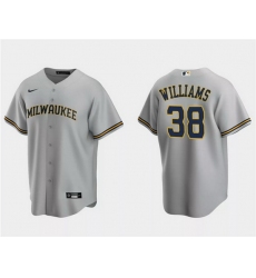 Men Milwaukee Brewers 38 Devin Williams Grey Cool Base Stitched Jersey