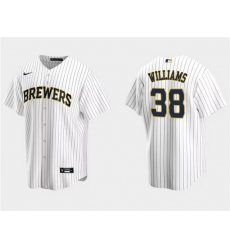 Men Milwaukee Brewers 38 Devin Williams White Cool Base Stitched Jersey