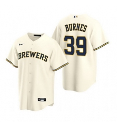 Men Milwaukee Brewers 39 Corbin Burnes Cream Cool Base Stitched jersey