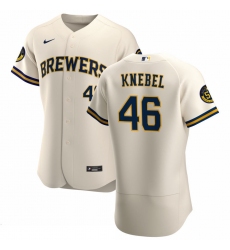 Men Milwaukee Brewers 46 Corey Knebel Men Nike Cream Home 2020 Flex Base Player MLB Jersey