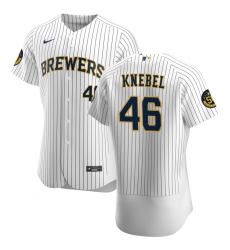 Men Milwaukee Brewers 46 Corey Knebel Men Nike White Home 2020 Flex Base Player MLB Jersey