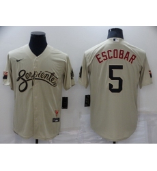 Men Milwaukee Brewers 5 Eduardo Escobar Cream Cool Base Stitched jersey