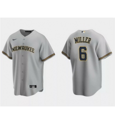 Men Milwaukee Brewers 6 Owen Miller Grey Cool Base Stitched Jersey