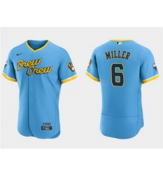 Men Milwaukee Brewers 6 Owen Miller Powder Blue 2022 City Connect Flex Base Stitched MLB Jersey