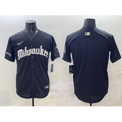 Men Milwaukee Brewers Blank Black  27Gothic 414 Shadows Edition 27 Vapor Premier Limited Stitched Jersey