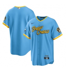 Men Milwaukee Brewers Blank Powder Blue 2022 City Connect Cool Base Stitched Jersey