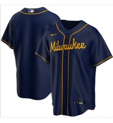 Men Milwaukee Brewers Nike Blue Blank Jersey