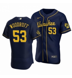 Men Nike Milwaukee Brewers 53 Brandon Woodruff Navy Alternate Stitched Baseball Jersey With Patch