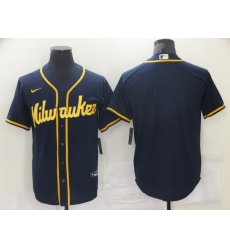 Men Nike Milwaukee Brewers Blank Navy Blue Stitched MLB Jersey