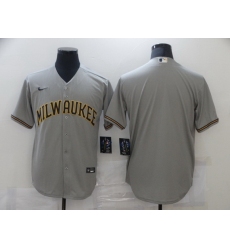 Men Nike Milwaukee Brewers Grey Blank Cool base Jersey