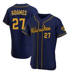Men Nike Milwaukee Brewers Willy Adames Cream Stitched MLB Jersey