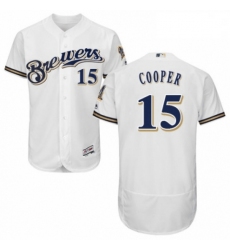Mens Majestic Milwaukee Brewers 15 Cecil Cooper Navy Blue Alternate Flex Base Authentic Collection MLB Jersey