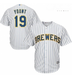 Mens Majestic Milwaukee Brewers 19 Robin Yount Replica White Alternate Cool Base MLB Jersey