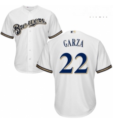 Mens Majestic Milwaukee Brewers 22 Matt Garza Replica White Home Cool Base MLB Jersey