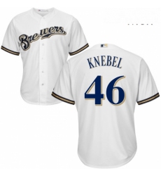 Mens Majestic Milwaukee Brewers 46 Corey Knebel Replica White Home Cool Base MLB Jersey 