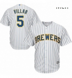 Mens Majestic Milwaukee Brewers 5 Jonathan Villar Replica White Alternate Cool Base MLB Jersey