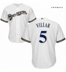 Mens Majestic Milwaukee Brewers 5 Jonathan Villar Replica White Home Cool Base MLB Jersey
