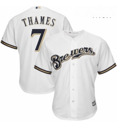 Mens Majestic Milwaukee Brewers 7 Eric Thames Replica White Home Cool Base MLB Jersey