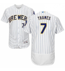 Mens Majestic Milwaukee Brewers 7 Eric Thames WhiteRoyal Flexbase Authentic Collection MLB Jersey