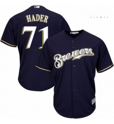 Mens Majestic Milwaukee Brewers 71 Josh Hader Replica White Alternate Cool Base MLB Jersey 