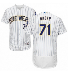 Mens Majestic Milwaukee Brewers 71 Josh Hader White Home Flex Base Authentic Collection MLB Jersey