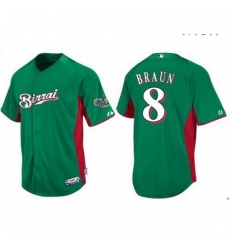 Mens Majestic Milwaukee Brewers 8 Ryan Braun Authentic Green Birrai Cool Base MLB Jersey