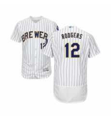 Mens Milwaukee Brewers 12 Aaron Rodgers White Home Flex Base Authentic Collection Baseball Jersey